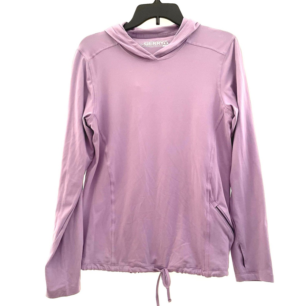 Gerry Women Hoodie Purple Lightweight Running Hiking Small Drawstring Thumb Hole